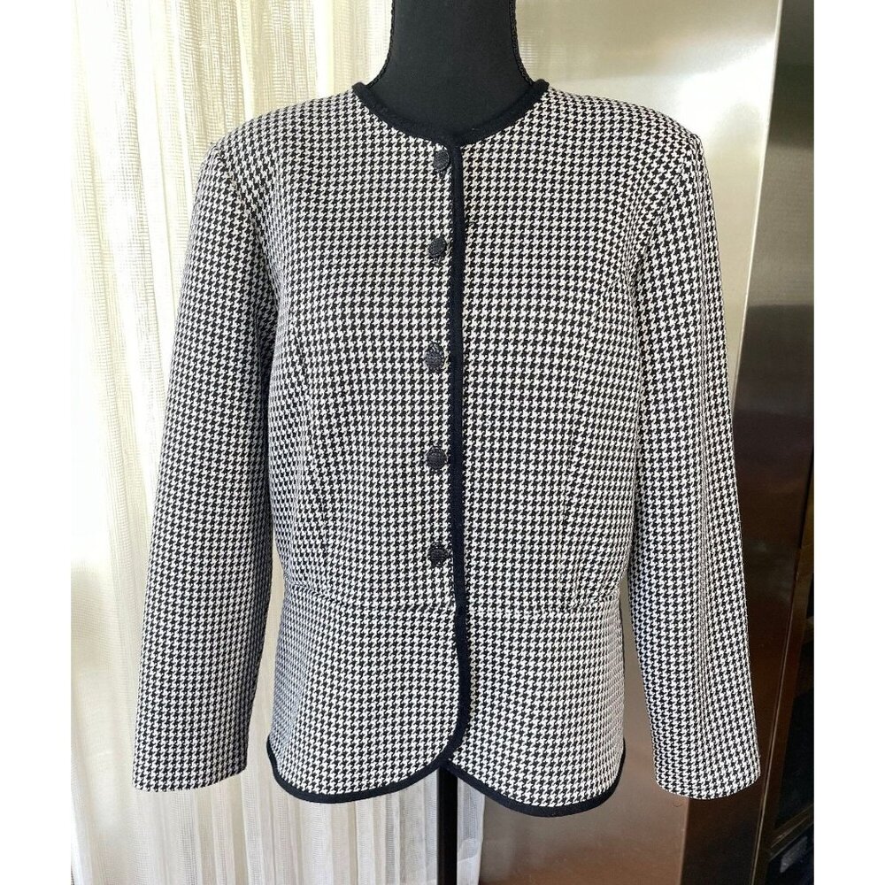 Vintage 80s blazer, black & white houndstooth jacket, D'Allaird's, 10/12 (M/L)